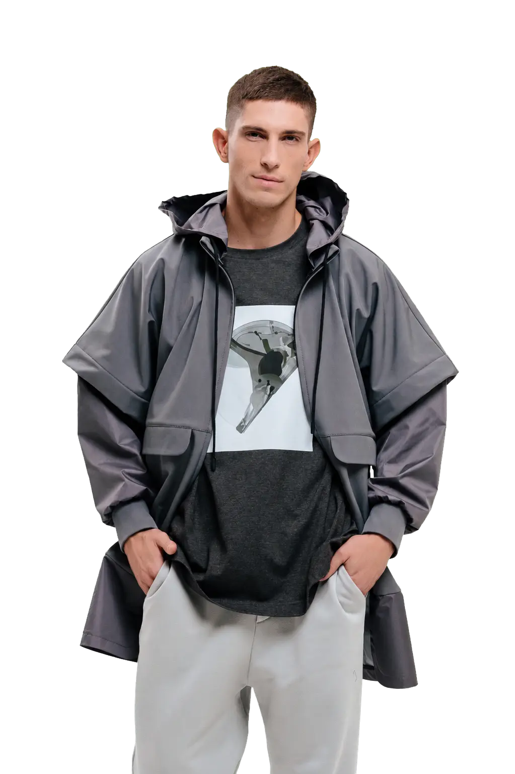 Модель в одежде производства moremerch